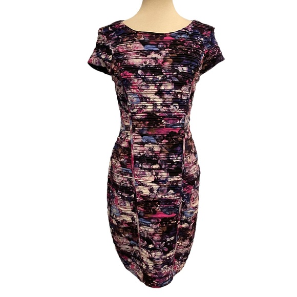 Cache Vintage Y2K Pleated Floral Bodycon Cocktail Dress - Picture 1 of 6